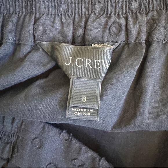 J Crew Black Swiss Dot Ruffle Trim Cotton Midi Skirt Womens Size 8 Elastic Waist - Picture 11 of 12
